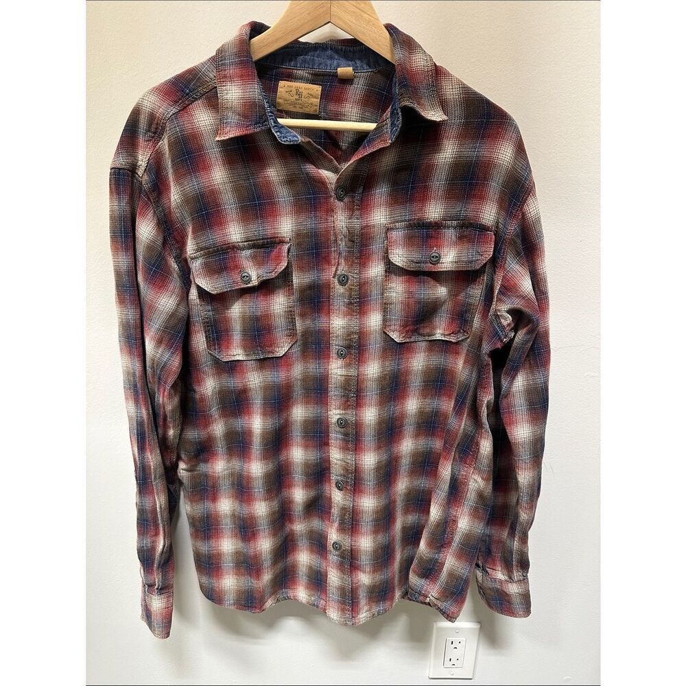 Men's Red Head Ranch Red & Blue Plaid 100% Cotton Shirt - Medium